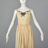 1940s Cream Taffeta Wedding Dress with Sequin Bodice