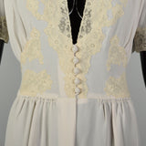 Large 1940s Dress Low Cut Tie Back Waist Crepe Shortsleeve Bridal Wedding Gown