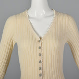 XS-Medium 1980s Cream Sweater Dress