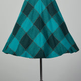 Small 1950s Green Buffalo Check Dress