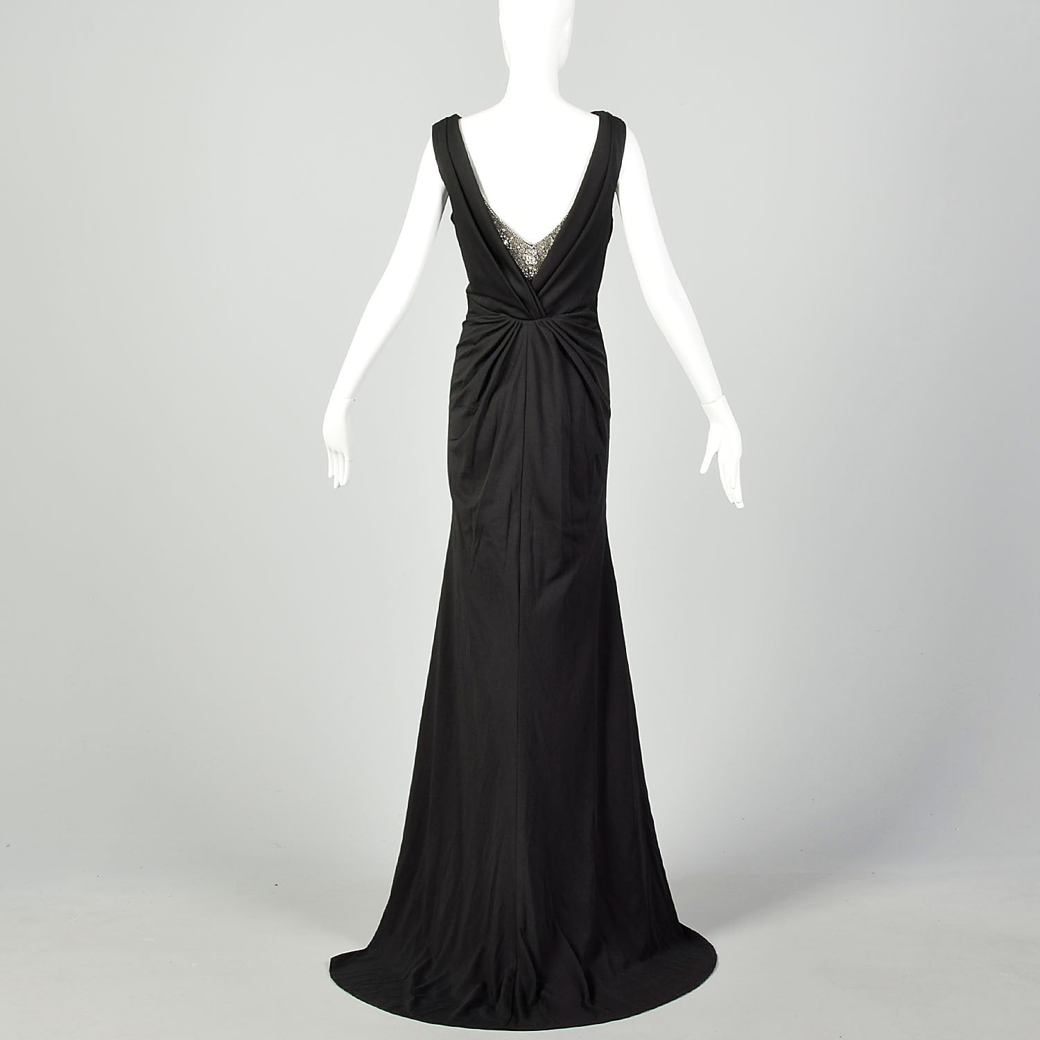 Medium Eleni Elias Black Formal Evening Gown Sleeveless Dress with Train