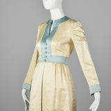 1960s Teal Traina Satin Dress