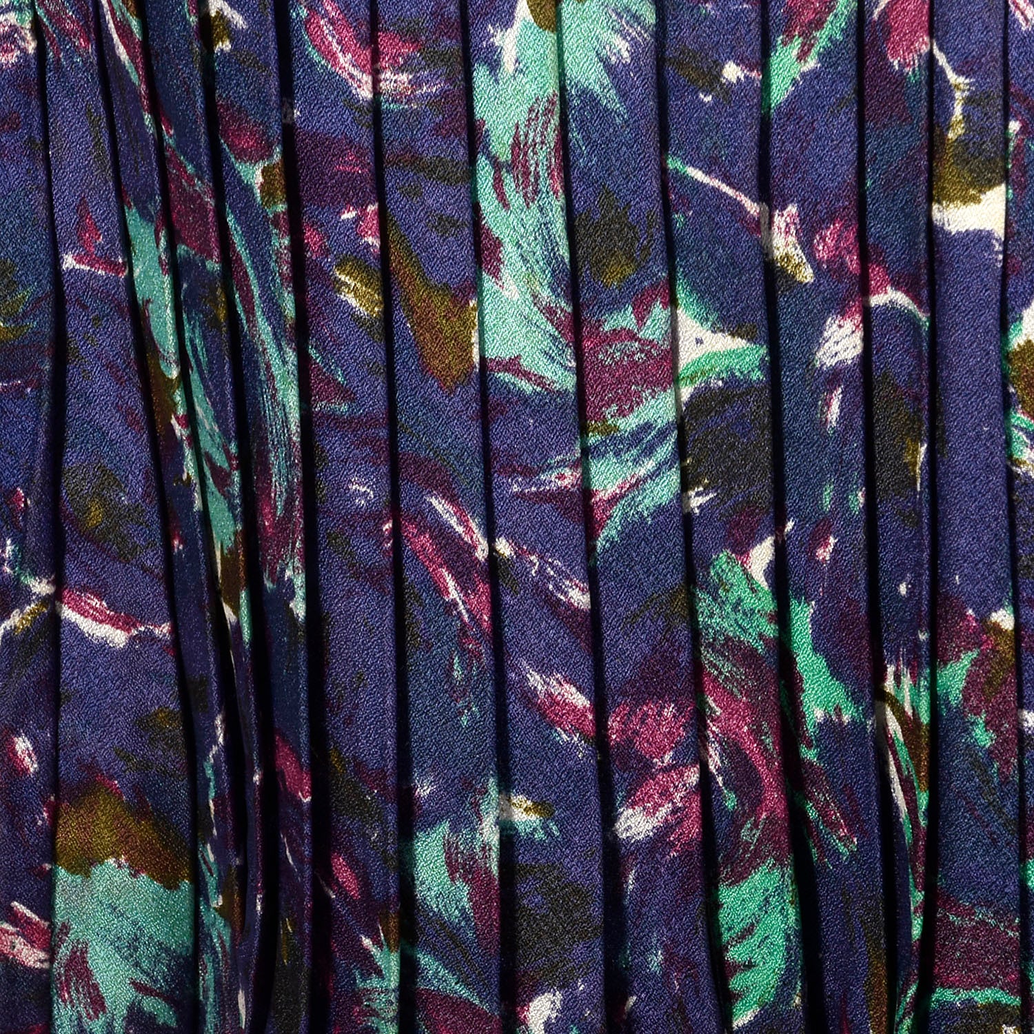 Large 1950s Blue and Purple Swirl Patterned Acetate Dress