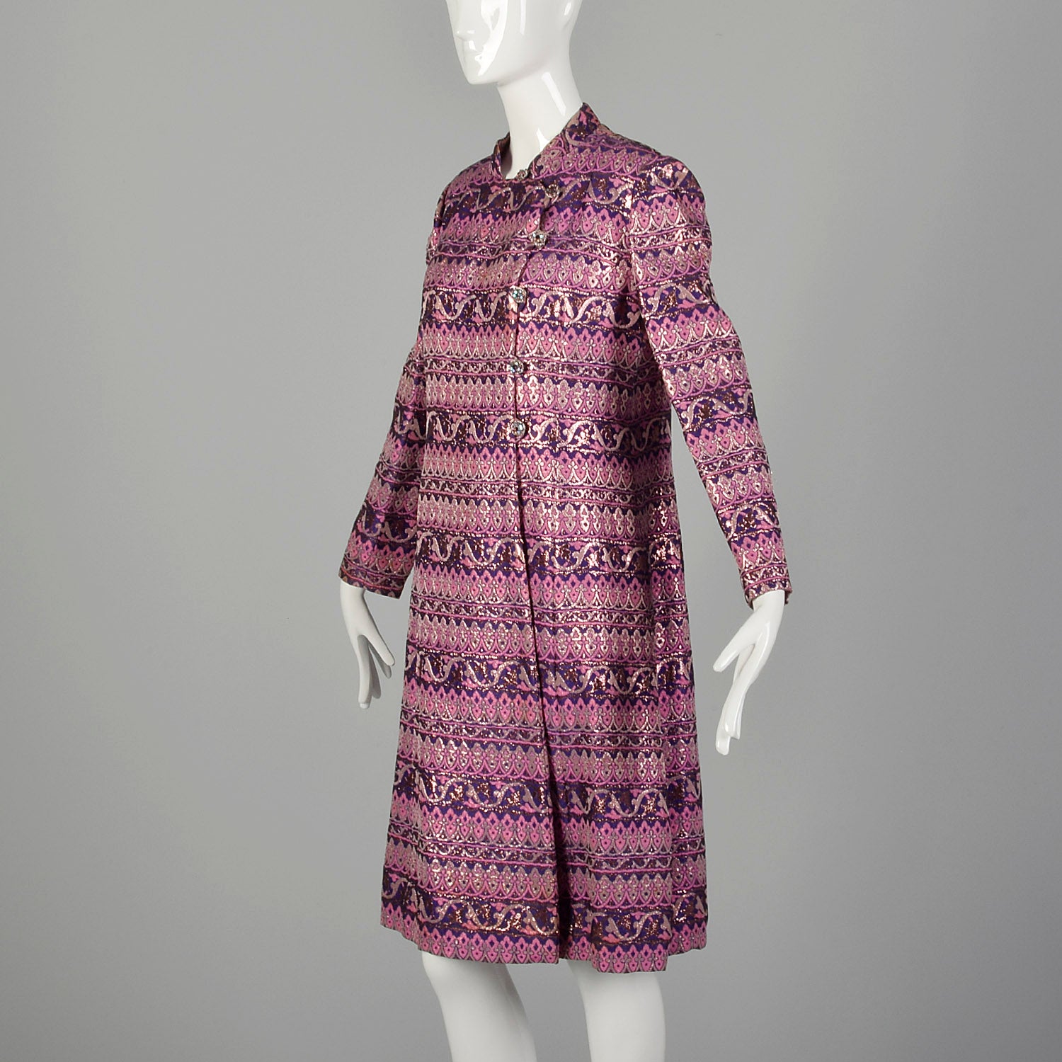 Medium 1960s Adele Simpson Metallic Brocade Coat
