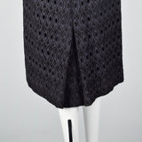 1950s Navy and Black Eyelet Dress with Drop Waist Illusion