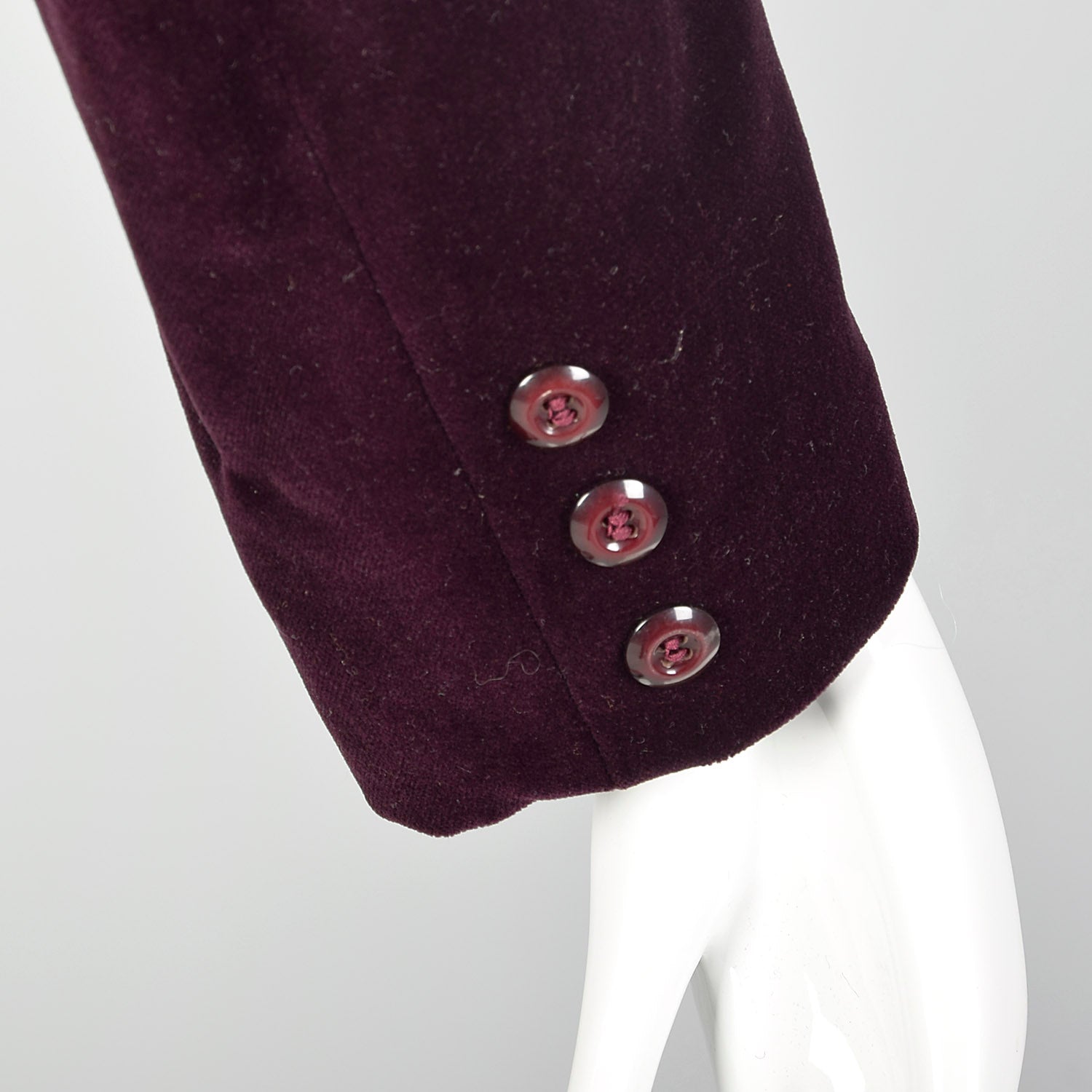 XS 1970s Coat Burgundy Plum Velvet Double Breasted Winter Belted Trench Coat