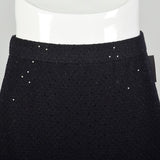 Large St John Evening Black Knit Skirt Sparkle Paillettes
