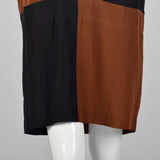 1990s Ellen Tracy Silk Color Block  Dress