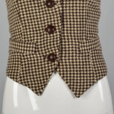 1970s Brown Houndstooth Tweed Vest