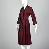 1950s Red and Black Sharkskin Plisse Dress