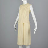 1960s Two Piece Cream Knit Set with Rhinestone Details