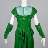 1940s Emerald Green Velvet Dress