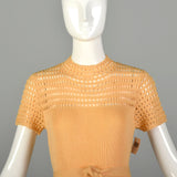 Small St John Knit Dress Orange Sherbet Sheer Casual Short Sleeve
