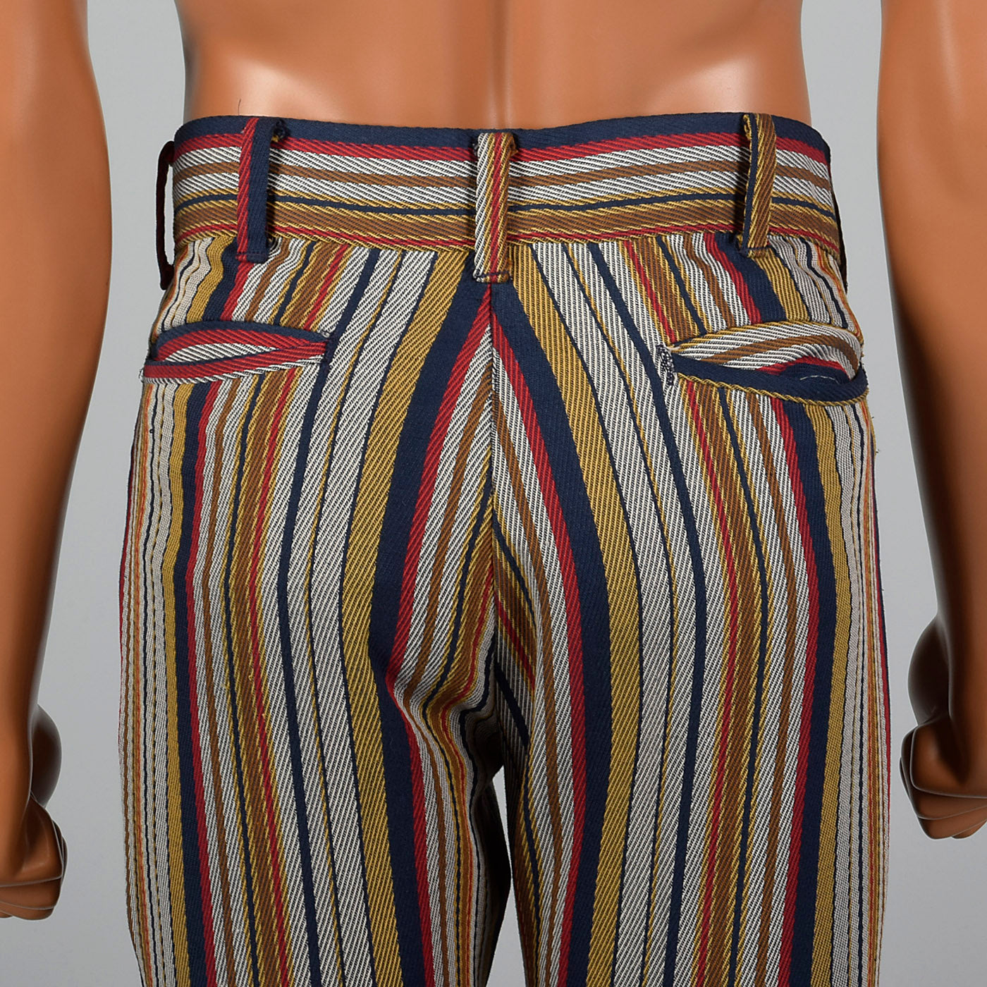 1970s Mens Flat Front Stripe Pants
