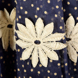 1940s Blue Flocked Swiss Dot Dress