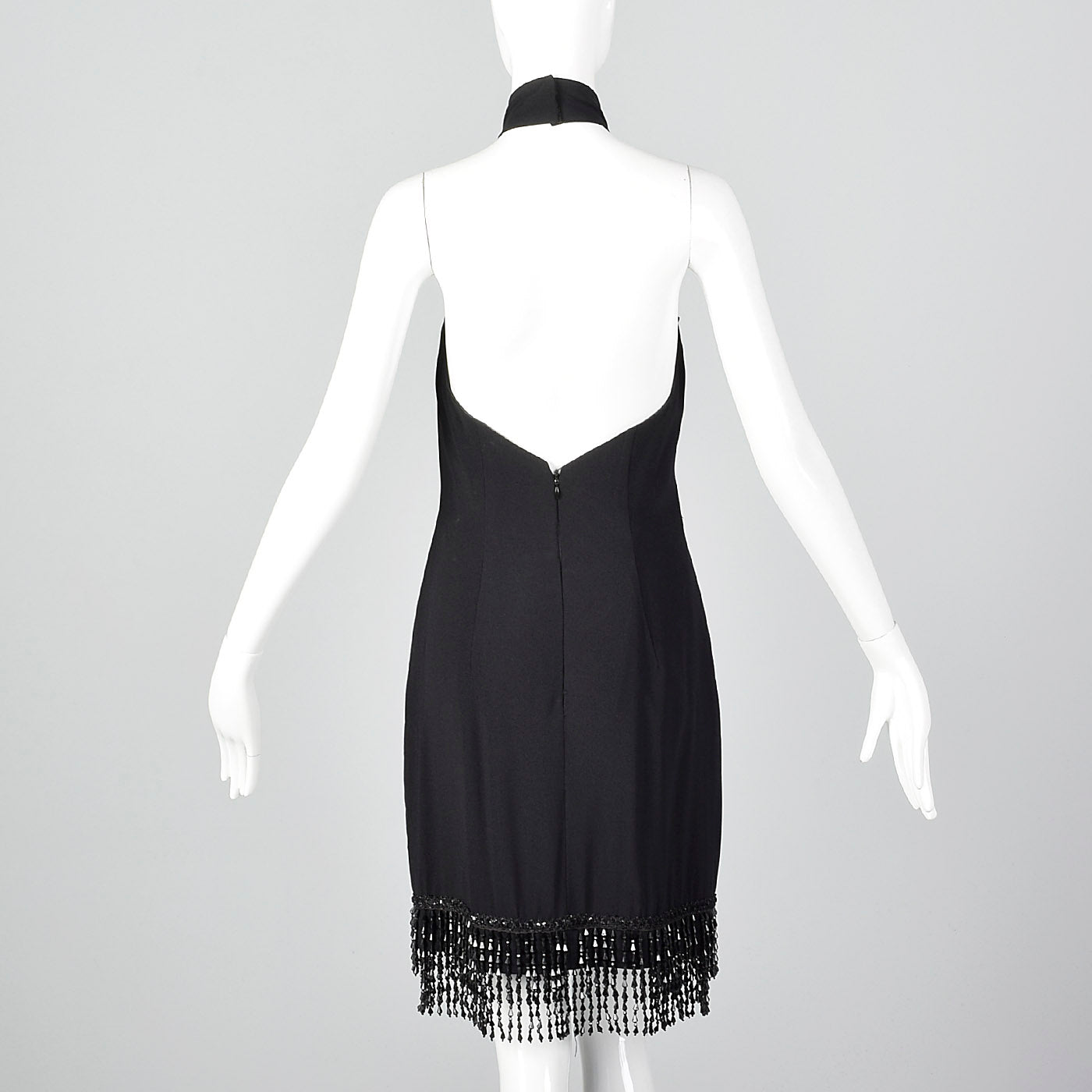 1980s Victor Costa Black Halter Dress
