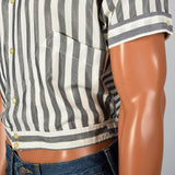 1950s Grey and White Striped Cropped Shirt