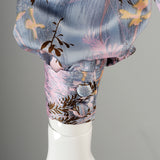 1940s Silk Periwinkle Blue Dress with Floral Print