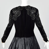 Large Escada Couture 1980s Black Beaded Velvet Gown