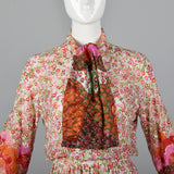1970s Bohemian Harold Levine Silk Two Piece Separates Set