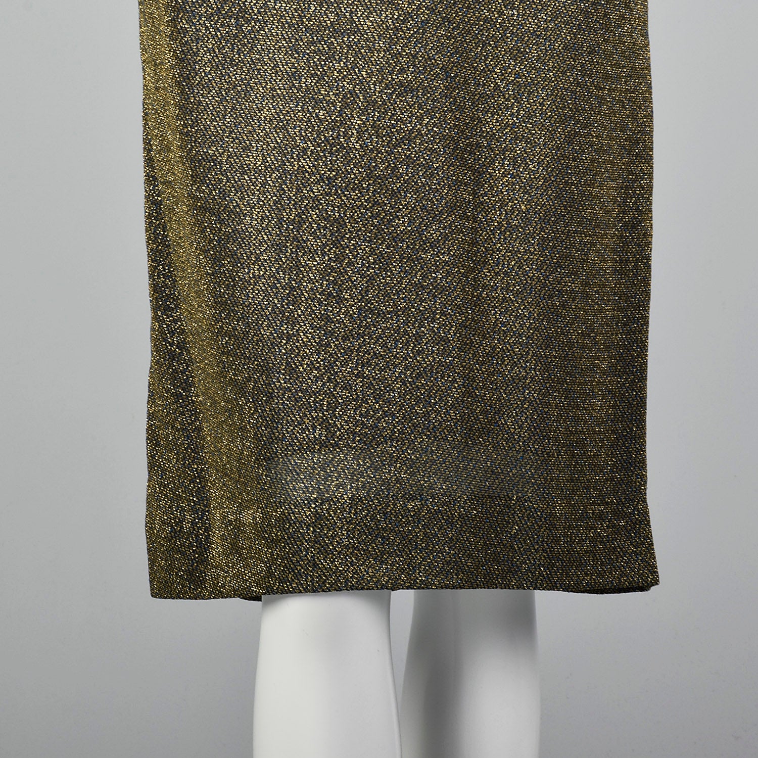 1950s Lurex Pencil Dress in Blue and Gold Knit