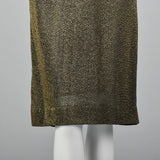 1950s Lurex Pencil Dress in Blue and Gold Knit