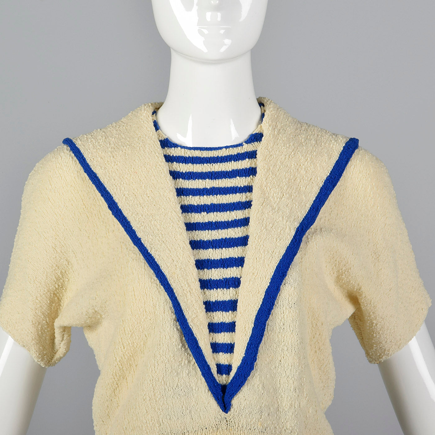 1940s Nautical-Style Two Piece Knit Outfit