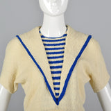 1940s Nautical-Style Two Piece Knit Outfit