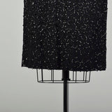 Medium 1950s Black Sequin Dress Evening Sheath LBD Cocktail Party Little Black Dress