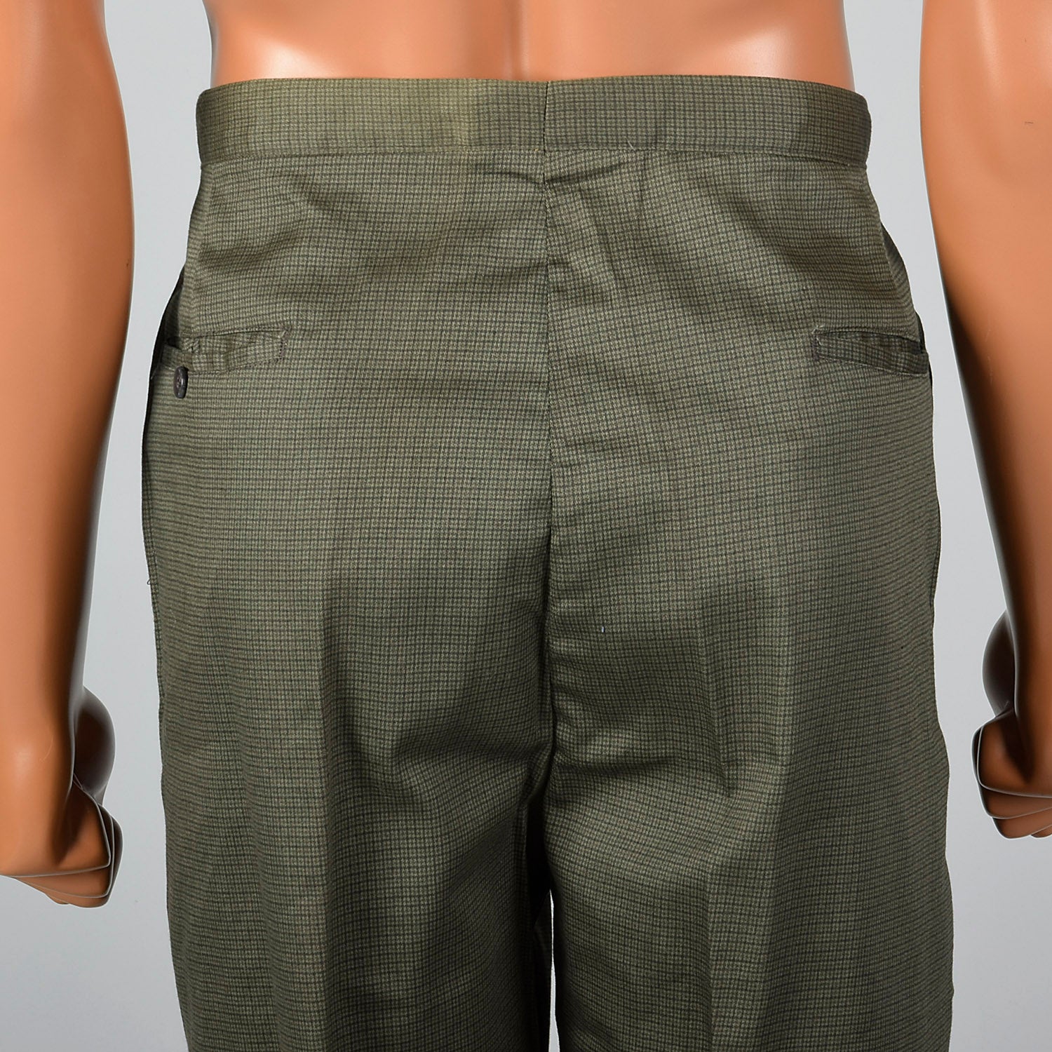 Medium 1960s Deadstock Green Checked Pants
