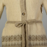 Small 1970s Coat Bohemian Hippie Autumn Wool Sweater Cardigan Vintage Outerwear