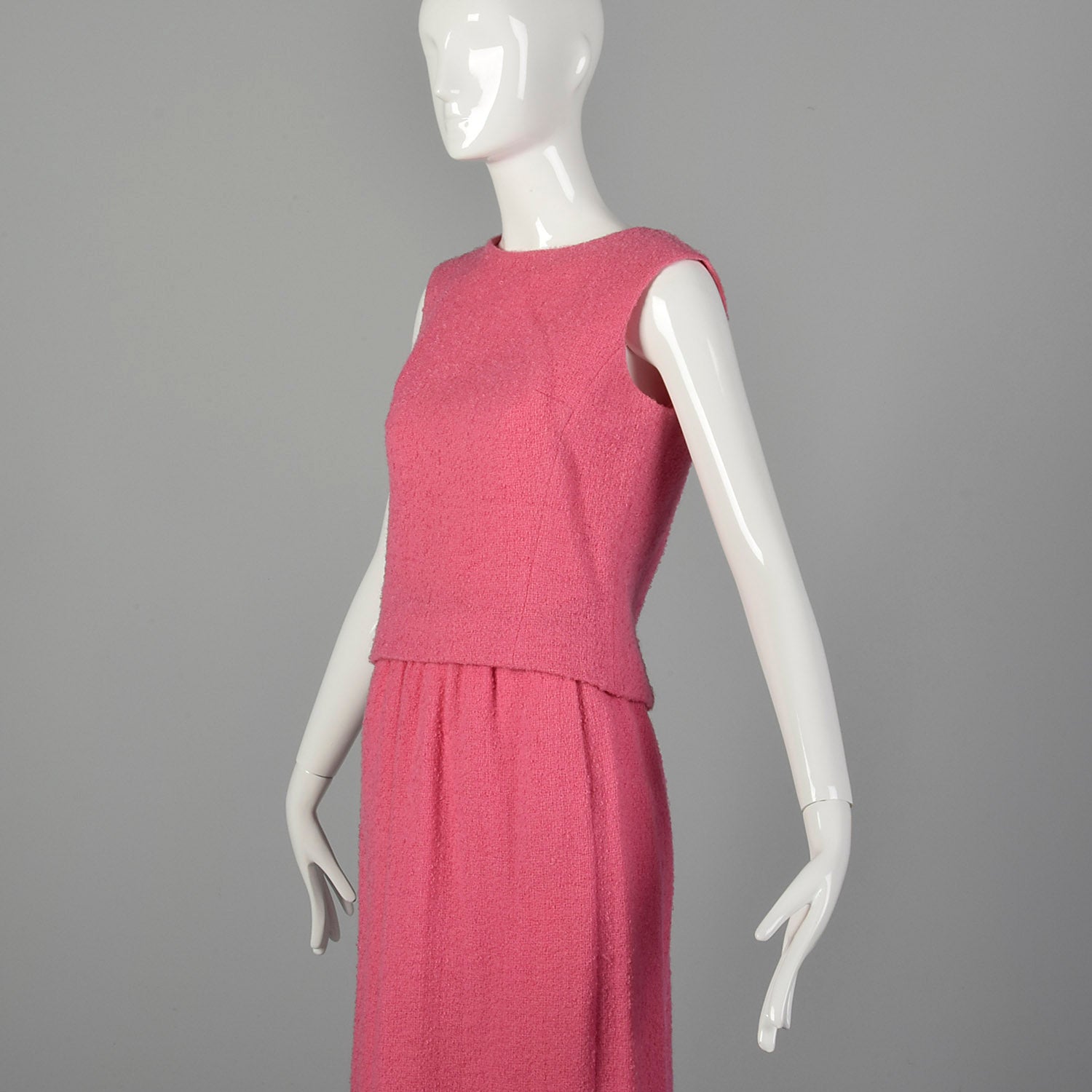 XS 1960s Pink Wool Tweed Top and Maxi Skirt Set