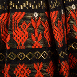 1950s Pleated Black Skirt with Red and Metallic Embroidery