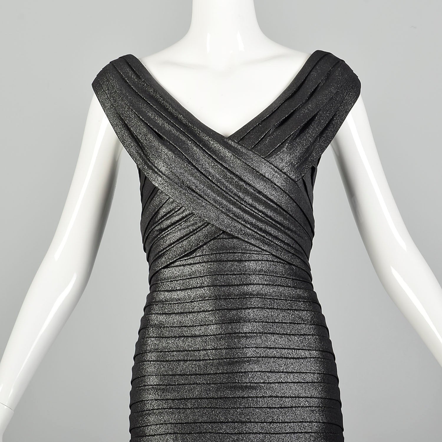 Small Tadashi Collection Dress Sexy Bodycon Silver Gunmetal Metallic Sleeveless