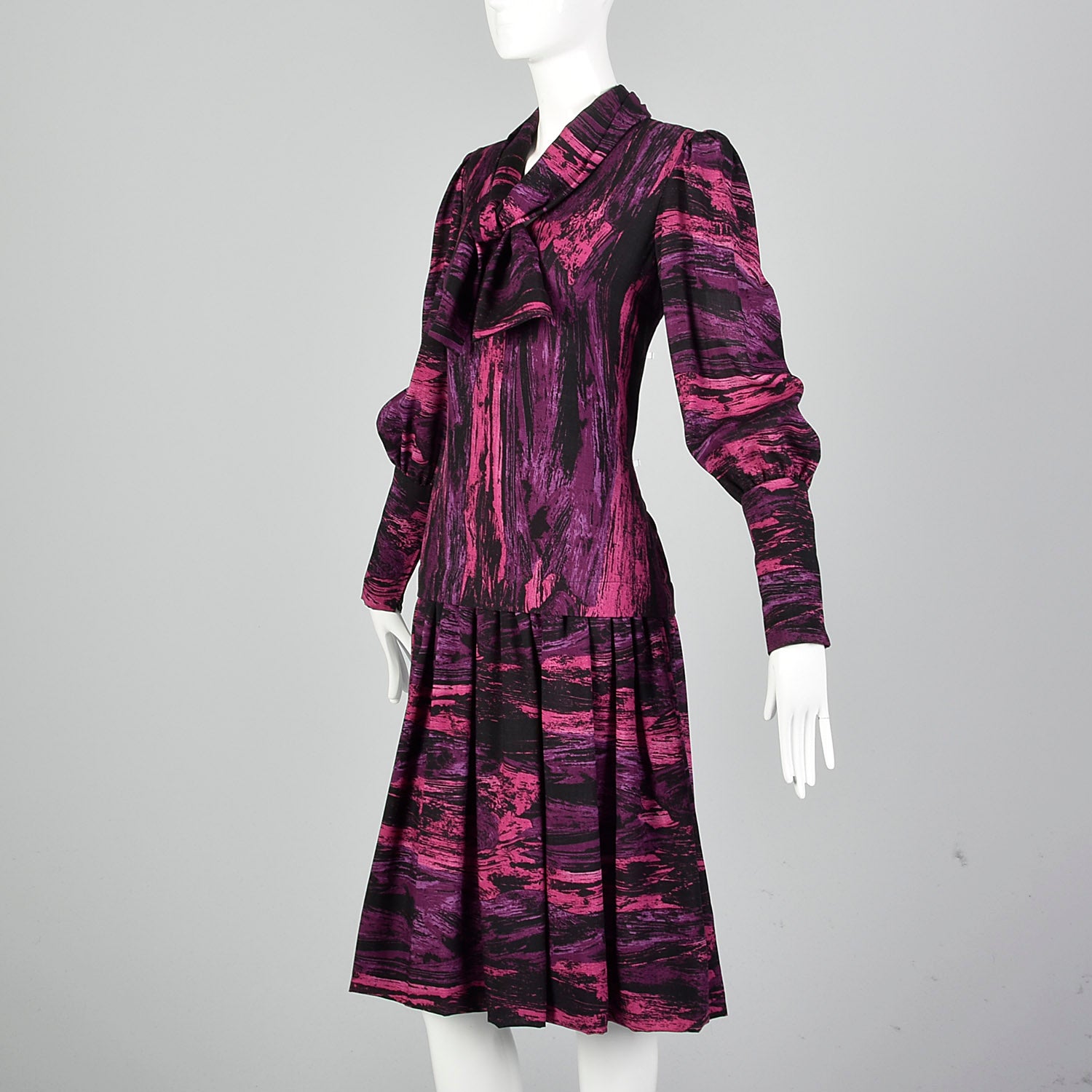 1980s Pauline Trigere Drop Waist Dress