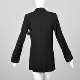 Small 2000s Ann Demeulemeester Vintage Designer Black Tuxedo Jacket Long Sleeve Wrap Dress