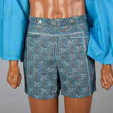 Deadstock 1950s Mens Cabana Set, Loop Collar Shirt & Matching Shorts