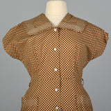 1950s Brown Polka Dot Day Dress