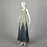 Medium 1960s Sleeveless Sequin Formal Blue On Blue Evening Gown