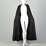 XS 1930s Black Princess Coat Long Maxi Winter Outerwear