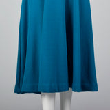 1980s Teal Wool Midi Dress