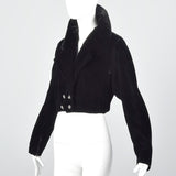 1970s Black Velvet Bolero with Rhinestone Buttons