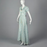 1940s Blue Floral Dressing Gown