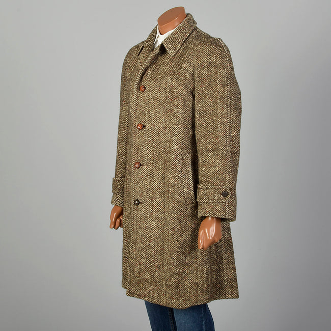 Medium 1950s Brown Wool Atomic Fleck Tweed Coat