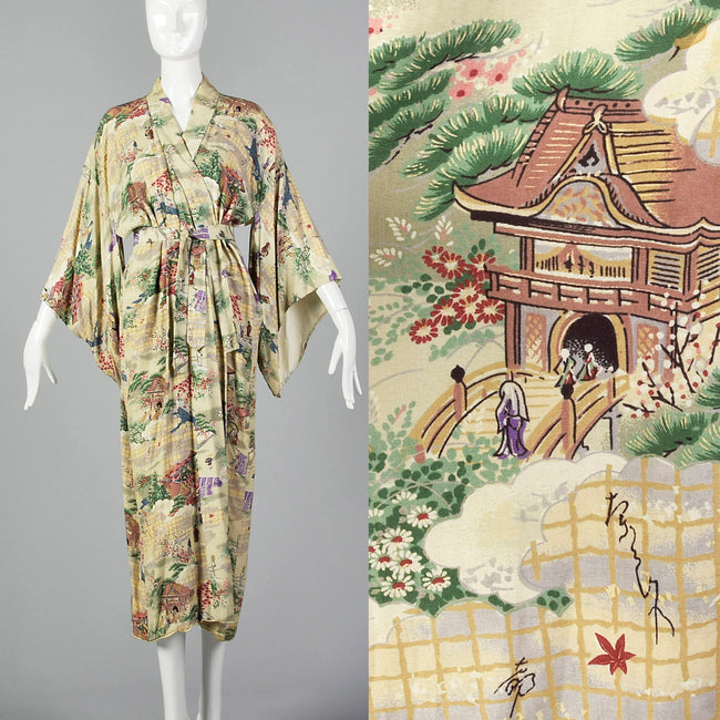 1950s Novelty Print Kimono Robe