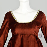 1960s Micro Mini Babydoll Tapestry Dress Boho Angel Sleeve