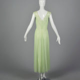 1950s Vanity Fair Green Nightgown with Crystal Pleat Bust