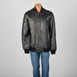 XXL-XXXL Sean John Black Leather Bomber Jacket