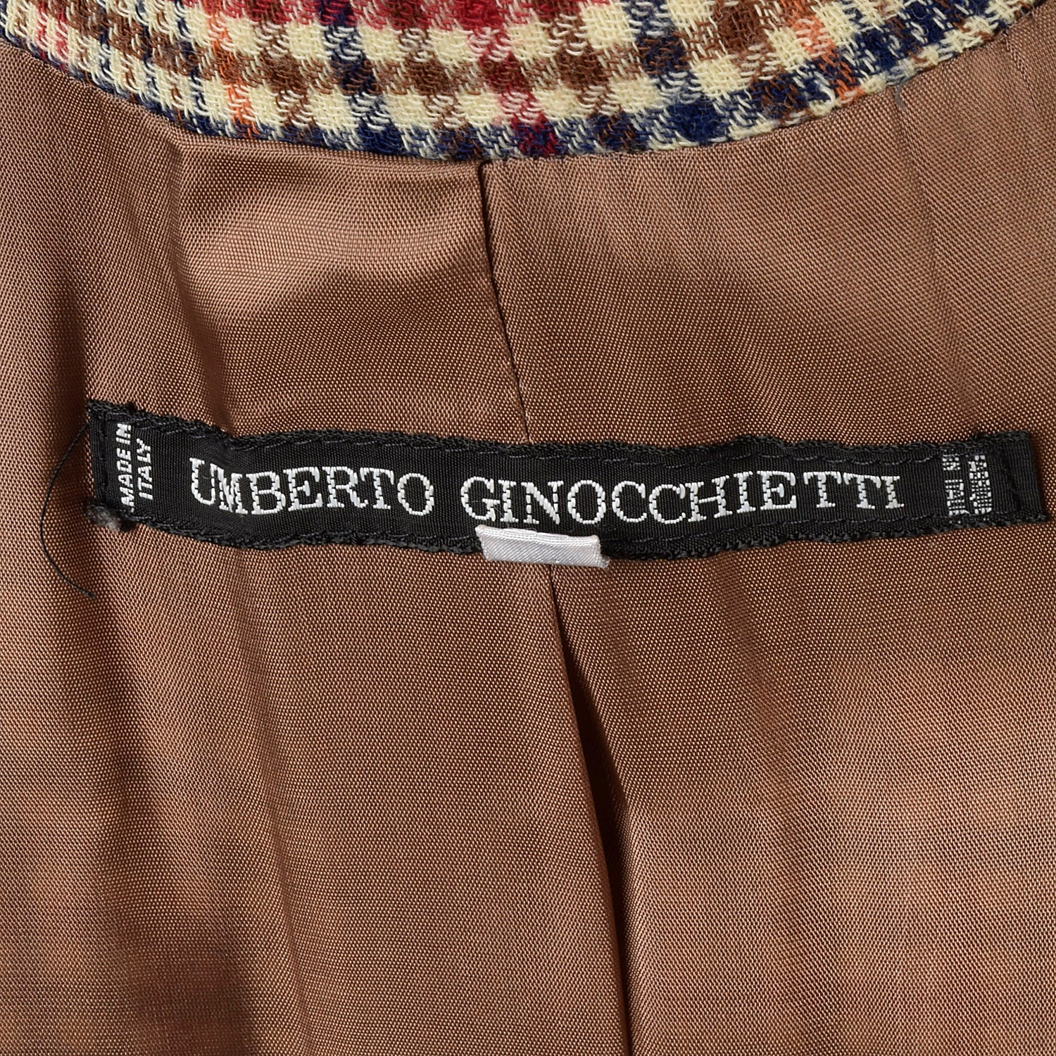 Small Umberto Ginocchietti 1970s Plaid Jacket with Velvet Trim
