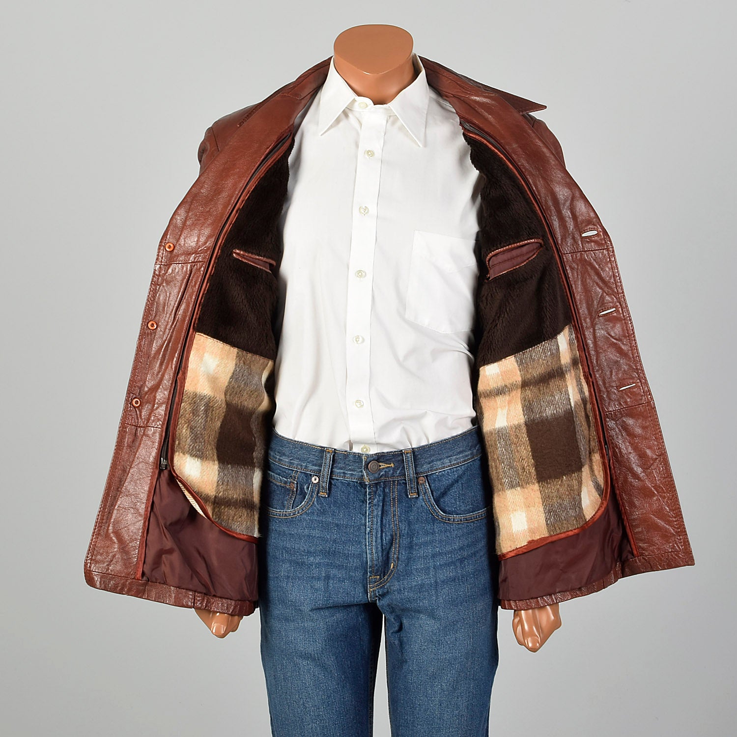 Medium 1970s Men's Burgundy Leather Jacket